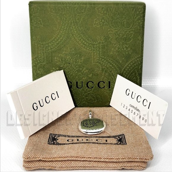 GUCCI Sterling Silver round TIGER Head BLIND FOR LOVE pendant charm New in Box - Picture 2 of 9